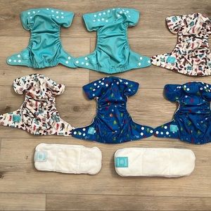 Charlie Banana One Size Adjustable 6 Cloth Diapers and 6 Inserts (Small/ Medium)